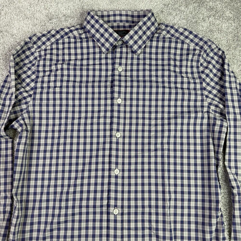 Untuckit Shirt Men’s Medium Blue Plaid Long Sleeve Button Up
